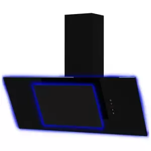 image of Culina UBAHALO9 90cm Angled Chimney Hood in Black Glass Touch Controls