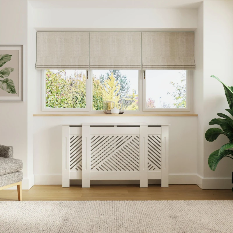 Image of GFW Kobe Chevron Adjustable Radiator Cover White Sideboards One Size White 42808101000