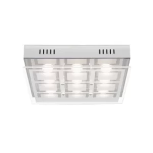 Image of Chess Patterned Glass Flush Ceiling Light Chrome
