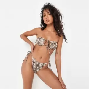 image of Missguided Snake Tie Side Bikini Bottom - Brown