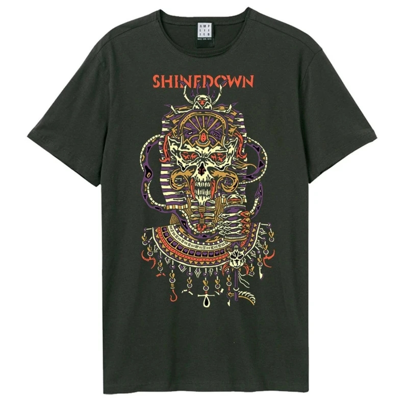Image of Amplified Amplified Men Skull Shinedown T-Shirt in Charcoal Size: X-Small Charcoal XS Male 5063377026504