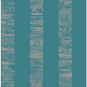 Image of Boutique Mara Stripe Turquoise Decorative Wallpaper - 10m
