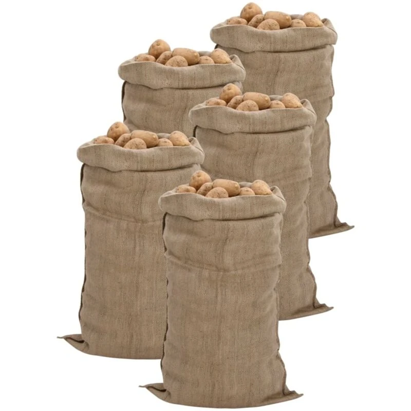 Image of Vidaxl Jute Sacks 5 Pcs 65X135cm 100% Jute 340 Gsm, Brown 155785
