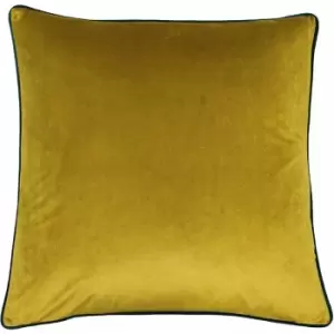 image of Riva Paoletti Meridian Faux Velvet Piped Cushion Cover, Moss/Emerald, 55 x 55 Cm