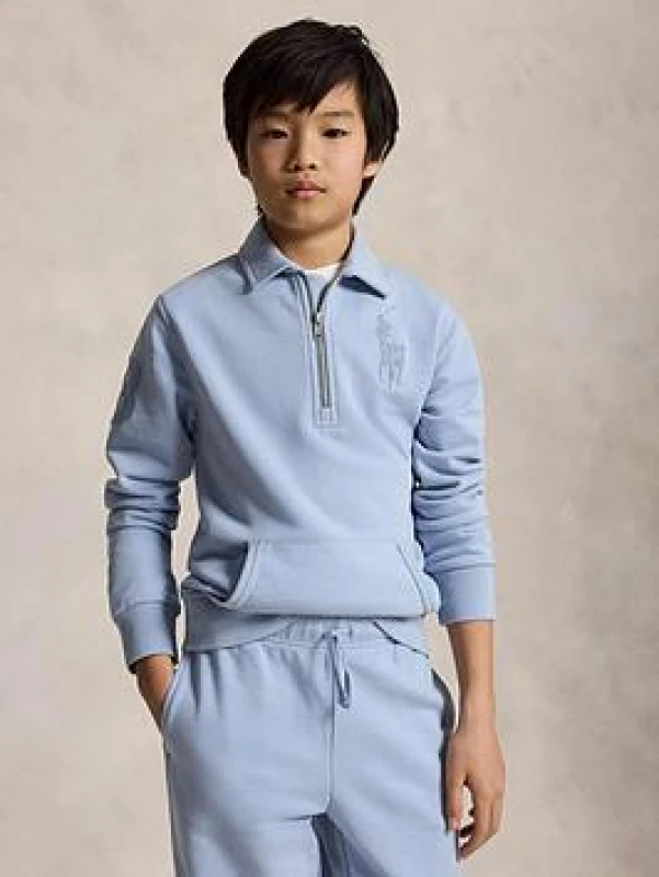 Image of Polo Ralph Lauren KNIT-HALF ZIP-SWEATSHIRT boys's Sweatshirts in Blue