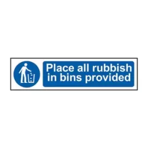 Image of Place All Rubbish in Bins Provided - PVC (200 x 50mm)