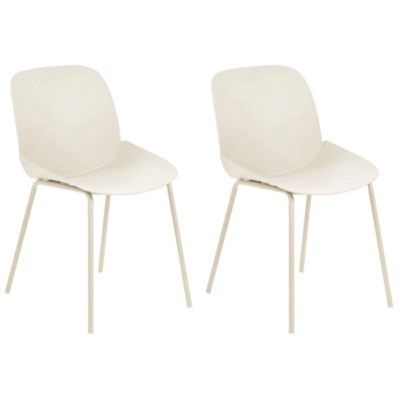 Image of Beliani Set Of 2 Dining Chairs Milaca Beige