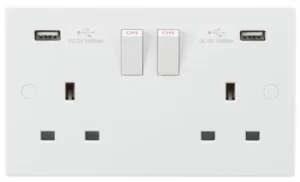 image of KnightsBridge 13A 2G Switched Socket with Dual USB Charger 5V DC 3.1A