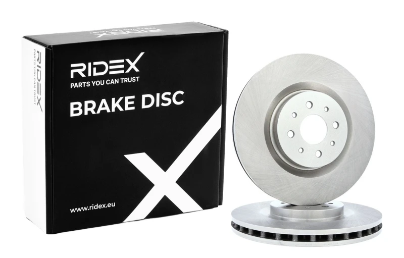 Image of RIDEX 82B0943 Brake disc Front Axle, Vented, Cast Iron, Uncoated, Untreated, without bolts/screws Cast Iron Brake Disc (82)