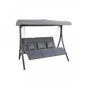 image of 3 Seater Grey Lounger Swing Chair