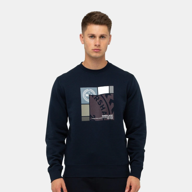 Image of Marshall Artist Artist Pezzi Crewneck Sweatshirt - Blue Blue S