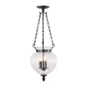 Image of 3 Bulb Ceiling Pendant Light Fitting Old Bronze LED E14 60W Bulb