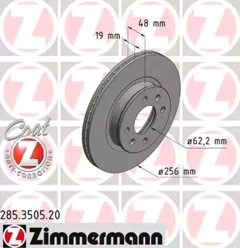 Image of ZIMMERMANN 285.3505.20 Brake disc Front Axle, internally vented, Coated Brake Disc (82)
