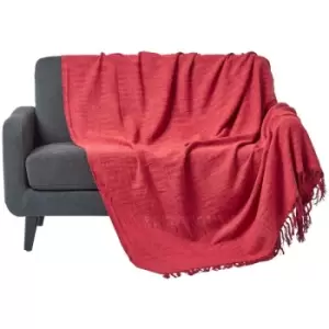 Image of HOMESCAPES Nirvana Slub Cotton Orange Throw, 225 x 255cm - Orange