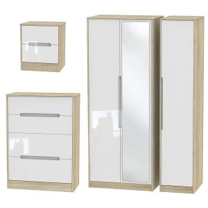 Image of Robert Dyas Barquero 3 Piece Bedroom Set - Pine/White Gloss