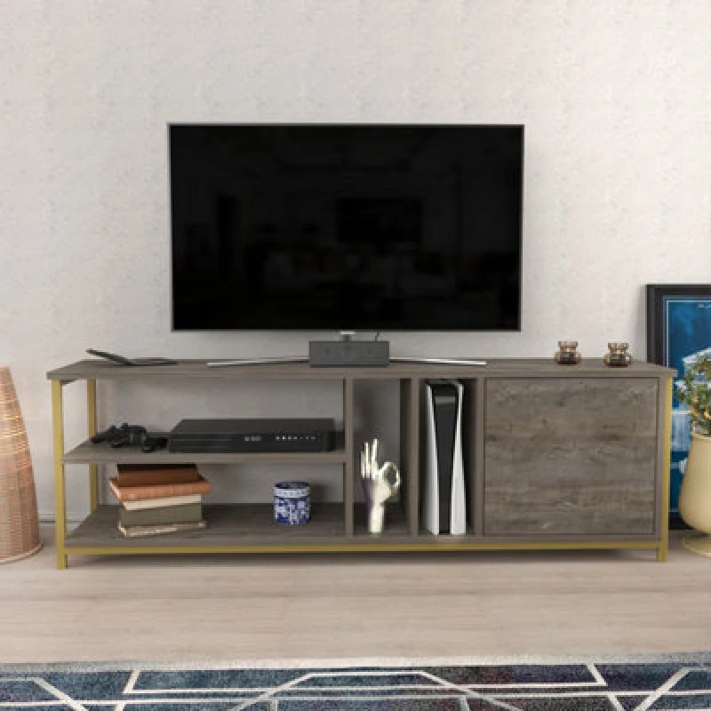 Image of Decorotika Oneida TV Stand TV Unit For Tv's Up To 72" Gold Wenge