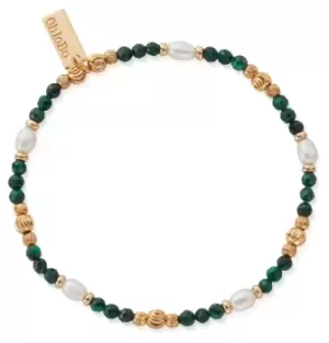 image of ChloBo GBMRPMC Gold Purity Pearl & Malachite Bracelet Jewellery