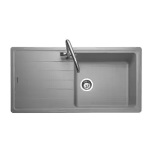 Image of Single Bowl Inset Grey Granite Kitchen Sink with Reversible Drainer - Rangemaster Elements