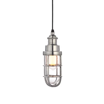 Image of Elcot Pendant Polished Cast Aluminium & Clear Glass 1 Light Dimmable IP20 - E27