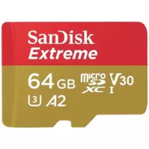 Image of SanDisk Extreme microSD card 64GB UHS-Class 3 shockproof, Waterproof