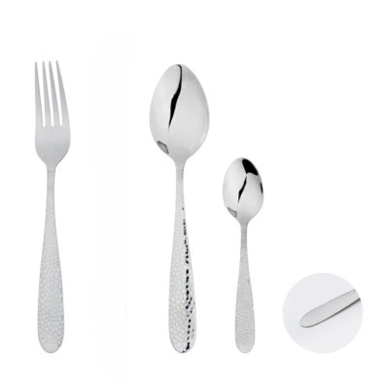 Image of Glim & Glam Cutlery Sets Stainless Steel Hammered Effect Handle 16 Piece Set Silver unisex