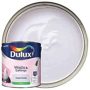 Image of Dulux Walls & Ceilings Violet White Silk Emulsion Paint 2.5L