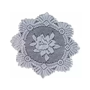 Image of Monica Lace Traditional Rose Pattern Doily Kitchen Dining Room Table Linen 20 Round White - White