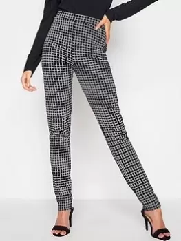 Long Tall Sally Mono Check Slim Leg Trouser, Black, Size 12, Length 36, Women