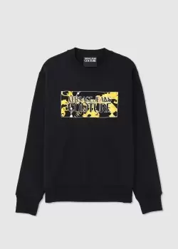 image of Versace Jeans Couture Mens R Logo Square Pearls Sweatshirt In Black