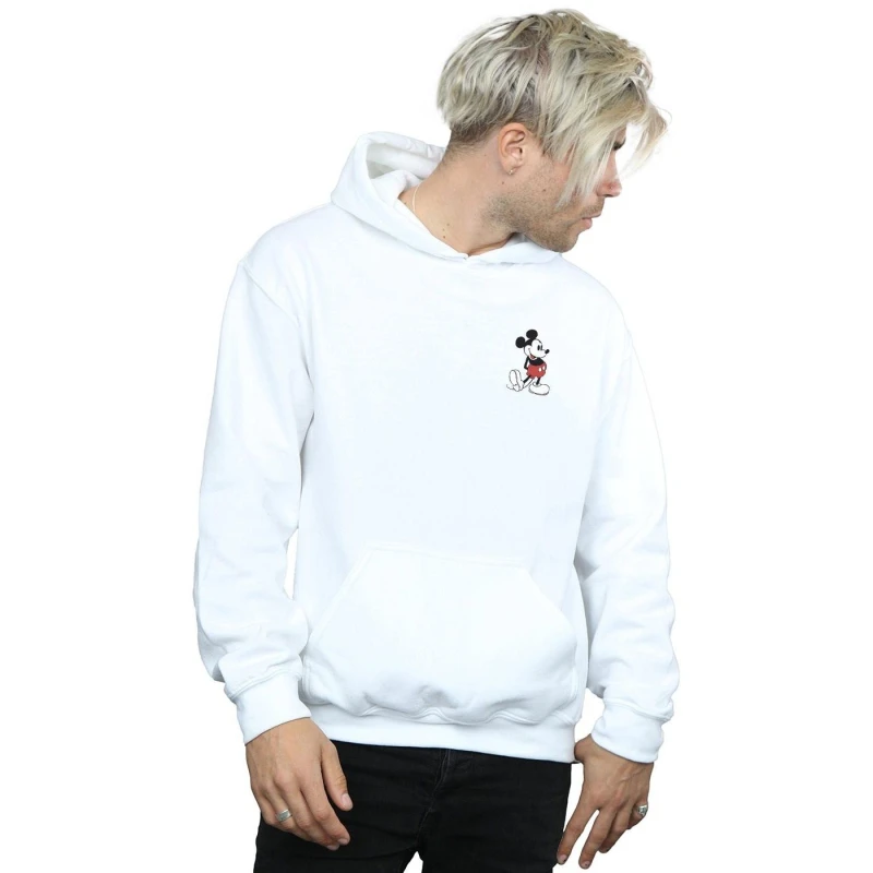 Image of Disney Men Mickey Mouse Kickin Retro Chest Hoodie in White Size: Small White S Male 5057864074895