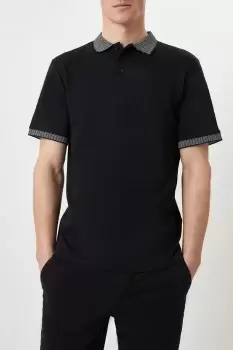 Image of Mens Jacquard Collar Polo Shirt