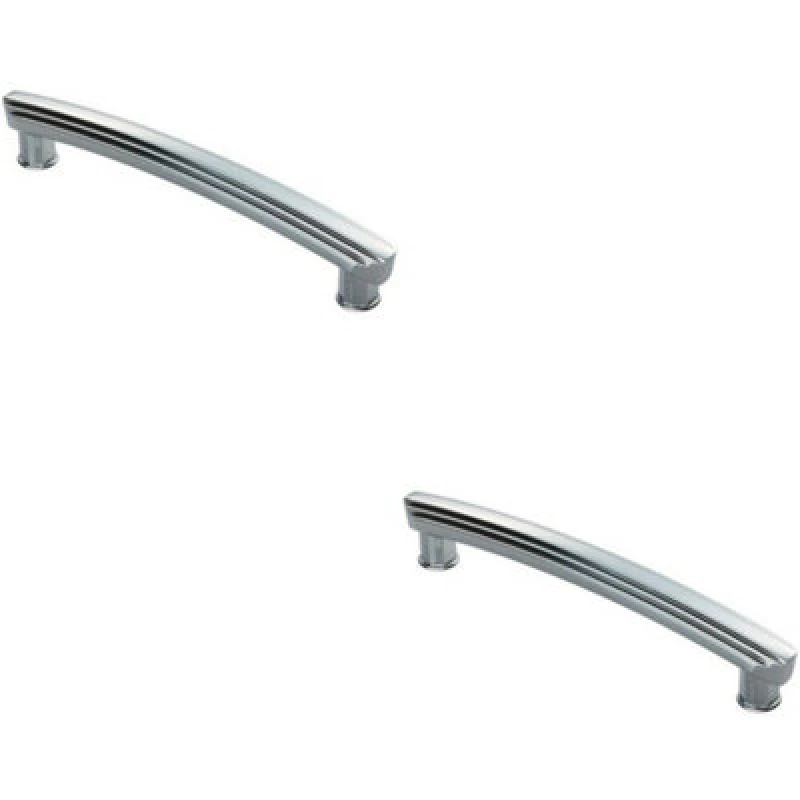 Image of Loops 2x Ridge Design Curved Cabinet Pull Handle 160mm Fixing Centres Polished Chrome Multi unisex