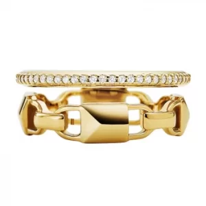 image of Michael Kors 14ct Yellow Gold Plated Silver Mercer Link Ring