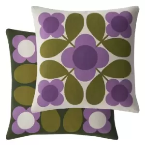 image of Orla Kiely Flower Tile Feather Cushion, Wisteria