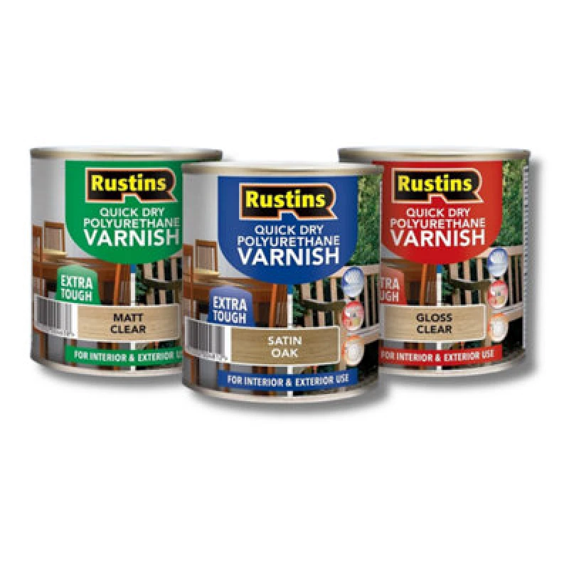 Image of Rustins Quick Drying Polyurethane Varnish Gloss Clear 1Ltr
