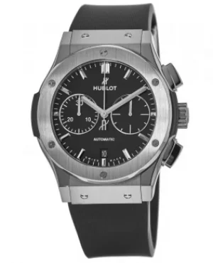 Hublot Classic Fusion Chronograph 45mm Black Dial Titanium Case Rubber Strap Mens Watch 521.NX.1171.RX 521.NX.1171.RX