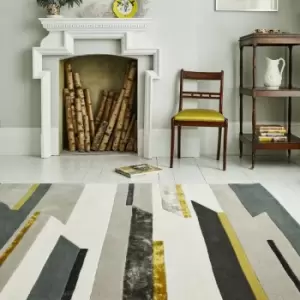 Image of Code -Matrix MAX62 Rhombus Mustard 120cm x 170cm Rectangle - Grey and Yellow