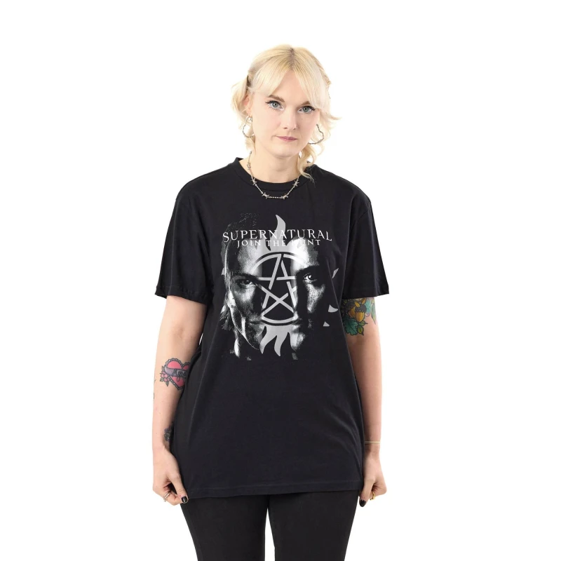 Image of Supernatural Supernatural Men Short Sleeved T-Shirt in Black Size: 3X-Large Black XXXL Male 5063203929559