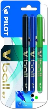 Image of Pilot Pen Pilot Vball Rollerball Pen 0.7 Assorted Colours 3 pack