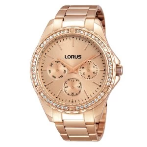 image of Lorus RP650BX9 Ladies Rose Gold Bracelet Watch with 48 Crystal Elements