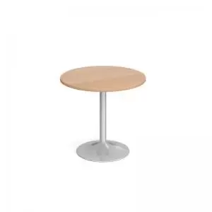Image of Genoa circular dining table with silver trumpet base 800mm - beech