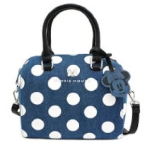 Image of Loungefly Disney Minnie Mouse Denim Crossbody With Faux Leather Trim