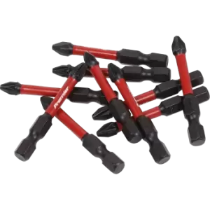 Image of Sealey Impact Power Tool Pozi Screwdriver Bits PZ2 50mm Pack of 10
