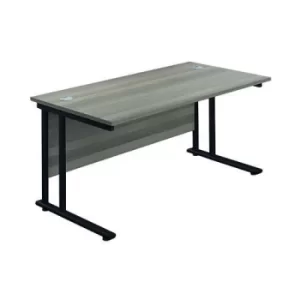 Image of Jemini Rectangular Double Upright Cantilever Desk 1400x800x730mm Grey Oak/Black KF819066