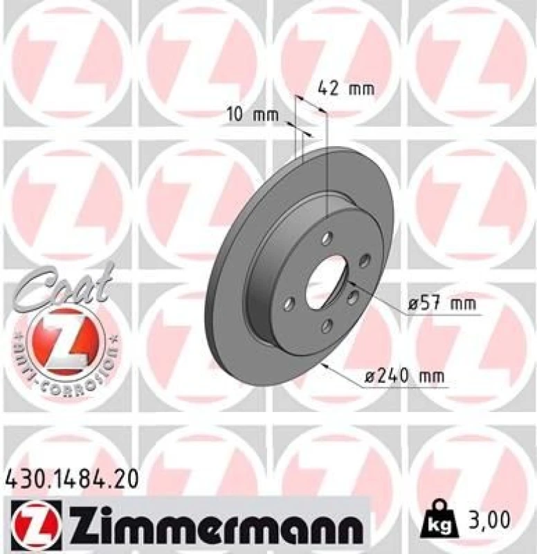 Image of ZIMMERMANN Brake disc ZIMMERMANN 430.1484.20