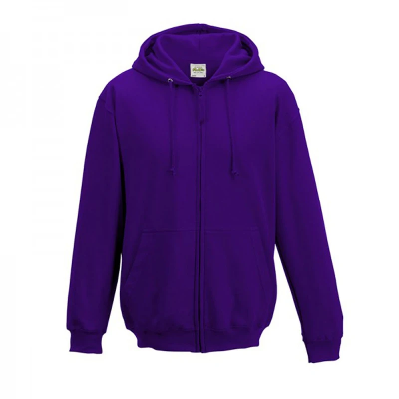 Image of AWDis AWDis Men Plain Hooded Full Zip Hoodie Zoodie in Purple Size: large Purple L Male 5055747778571