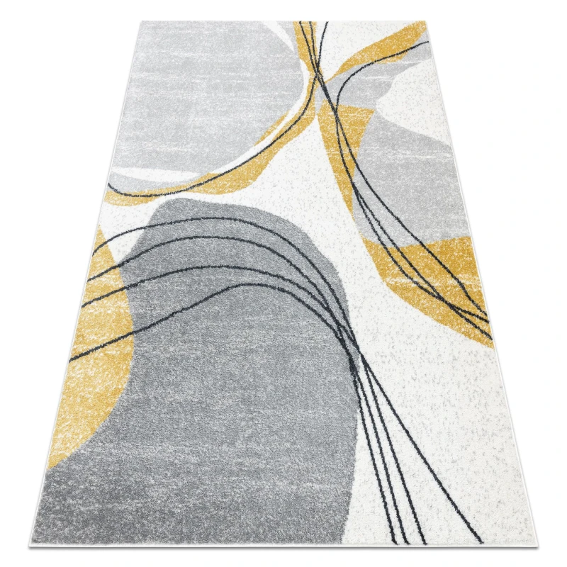 Image of RugsX Carpet Fusion 5868 White / Yellow - Lines, Modern, Abstract 120X170 Cm