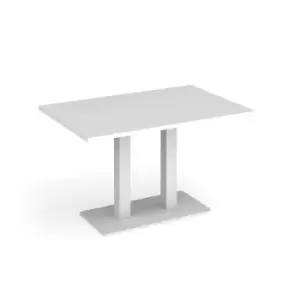 Image of Eros rectangular dining table with flat white rectangular base and twin uprights 1200mm x 800mm - white