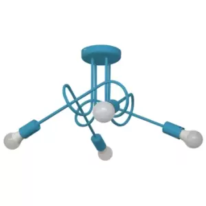 image of Oxford Multi Arm Semi Flush Ceiling Light Turquoise 44cm