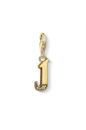 image of Ladies Thomas Sabo Gold Plated Sterling Silver Charm Club Letter J Charm 1616-414-39